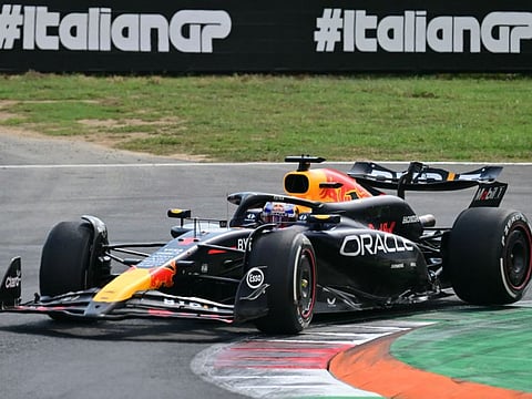 Red Bull Racing's Dutch driver Max Verstappen drives during the Italian Formula One Grand Prix race at Autodromo Nazionale Monza circuit, in Monza on Sunday.
