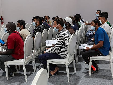 Amnesty applicants queue up at a GDRFA counter in Al Awir on the second day of Amnesty programme.