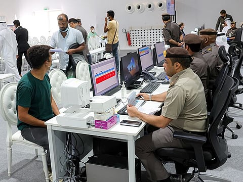 Amnesty applicants queue up at a GDRFA counter in Al Awir on the second day of Amnesty programme.