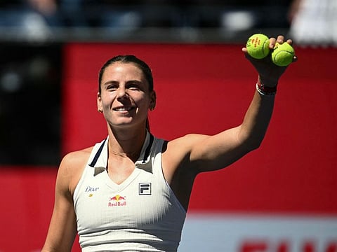 USA's Emma Navarro waves to the crowd after defeating Spain's Paula Badosa during their women's quarter-finals match on day nine of the US Open tennis tournament at the USTA Billie Jean King National Tennis Center in New York City, on Tuesday.