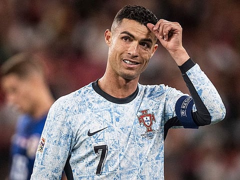 Portugal's forward #07 Cristiano Ronaldo looks on during the UEFA Nations League group A football match between Portugal and Croatia at the Luz stadium in Lisbon.