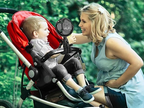 While some, like Amacool's stroller fan (pictured), offer straightforward cooling, others have advanced features like mist and air filtration.