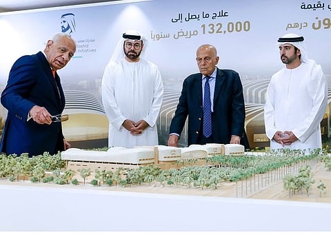 Sheikh Hamdan bin Mohammed bin Rashid Al Maktoum, Crown Prince of Dubai, Deputy Prime Minister and Minister of Defence of the UAE, Chairman of The Executive Council of Dubai, and Vice Chairman of the Board of Trustees of MBRGI, on the sidelines of the agreement signing ceremony in Dubai on Tuesday