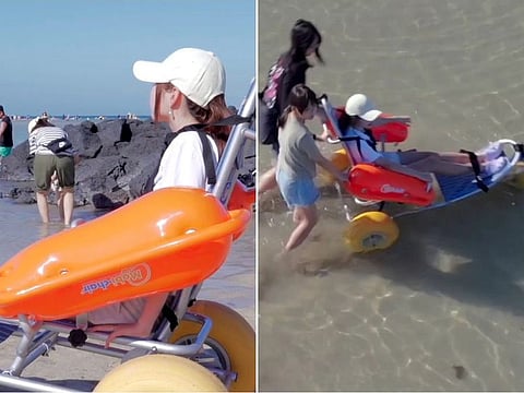 Secondary school students from South Korea’s vacation island Jeju, decided to help make the beach more accessible for disabled people by getting them a couple of floating wheelchairs and barrier-free mats on the beach.