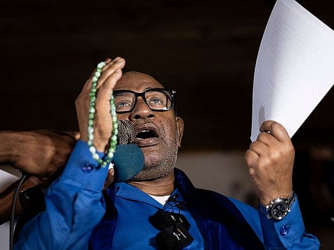 Comoros President Azali Assoumani addresses supporters on January 16, 2024.
