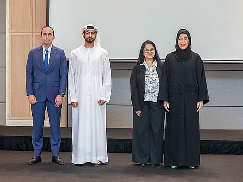 Aisha Miran, Director General of the Knowledge and Human Development Authority and Chair of the steering committee of the Hamdan Bin Mohammed Scholarship Programme along with a representative from the Ministry of Education and the IDP Education team