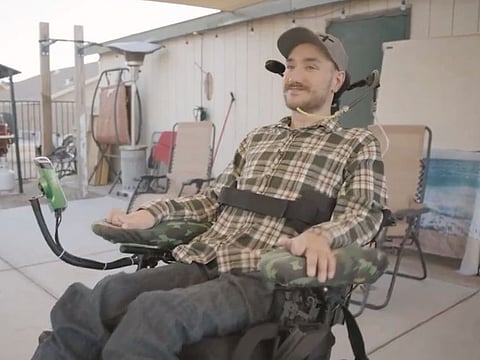 Noland Arbaugh, 30, a recipient of the Neuralink's brain implant.
