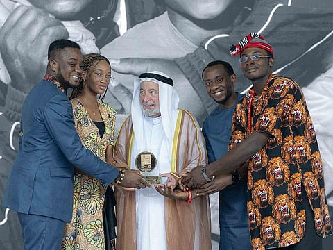 His Highness Dr Sheikh Sultan bin Mohammed Al Qasimi, Supreme Council Member and Ruler of Sharjah, with the team from LightEd Impact Foundation during the SIARA awards ceremony at Sharjah Research Technology and Innovation Park on Wednesday
