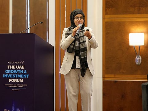Alia Noor, Associate Partner, Ahmad Alagbari Chartered Accountants during a presentation on the theme, How to tame your tax dragon, at the UAE Growth and Investment Forum, organised by Gulf News