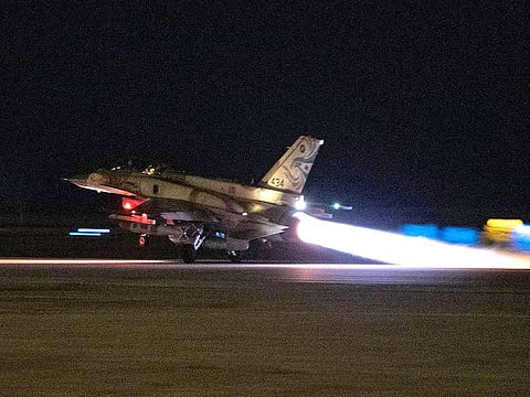 This handout picture courtesy of the Israel Defense Forces (IDF) taken on September 19, 2024 shows IAF fighter jets departing to conduct strikes in southern Lebanon.