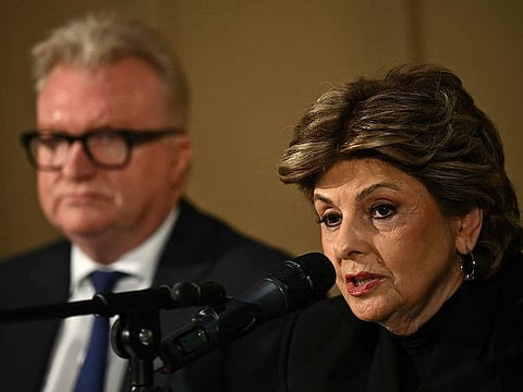 Gloria Allred, a member of the legal team featured in "Al-Fayed: Predator at Harrods", speaks during a press conference in London on September 20, 2024, to discuss their involvement in the investigation and the legal claim against Harrods for failing to provide a safe system of work for their employees.
