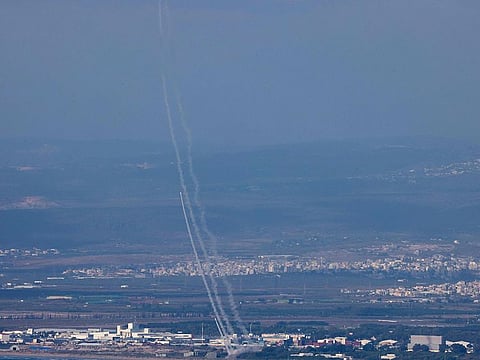 A rocket from Israel's Iron Dome air defence system is fired to intercept rockets fired from southern Lebanon near Haifa on September 23, 2024.