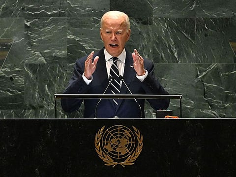 US President Joe Biden speaks during the 79th Session of the United Nations General Assembly at the United Nations headquarters in New York City on September 24, 2024.