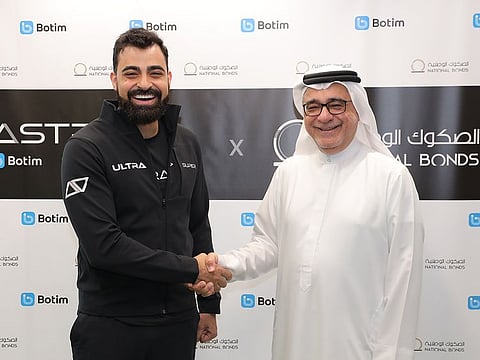 Mohammed Qasim Al Ali, Group CEO of National Bonds and Abdallah Abu Sheikh, Founder of Astra Tech and CEO of Botim launch partnership deal.