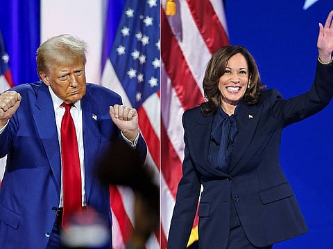 Former US President and Republican presidential candidate Donald Trump and US Vice President and Democratic presidential candidate Kamala Harris