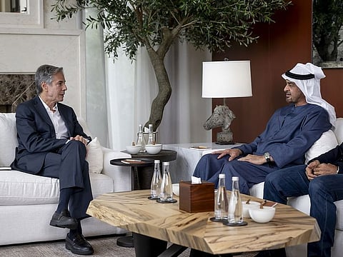 President His Highness Sheikh Mohamed bin Zayed Al Nahyan with US Secretary of State Antony Blinken