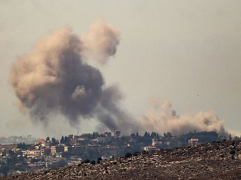 Smoke billows from the site of an Israeli airstrike that targeted the southern Lebanese village of Choukîne.