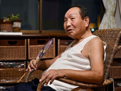 This file picture taken on August 28, 2018 shows Japanese former professional boxer Iwao Hakamada, who was sentenced to death for the murder of four members of a family in 1966, speaking during an interview with AFP in Hamamatsu, Shizuoka prefecture.