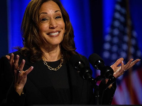 US Vice President and Democratic nominee for President Kamala Harris speaks at an event hosted by The Economic Club of Pittsburgh at Carnegie Mellon University on September 25, 2024 in Pittsburgh, Pennsylvania.