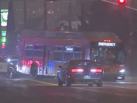Footages showed several police cars following the bus, which was displaying the word 'Emergency', as it rolled through darkened city streets.