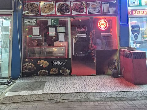 The restaurant in Mussafah Industrial City (M/37) in Abu Dhabi that has been ordered shut.