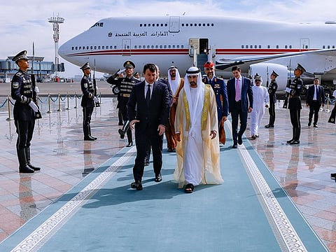 Sheikh Hamdan bin Mohammed bin Rashid Al Maktoum arrives in the Uzbek capital, Tashkent, leading a high-level delegation.