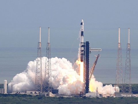 A SpaceX Falcon 9 rocket with Expedition 72 astronauts lifts off from launch complex 40 at Cape Canaveral Space Force Station in Florida on September 28, 2024.