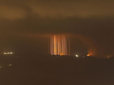 A fire following Israeli bombardment on an area of south Lebanon.