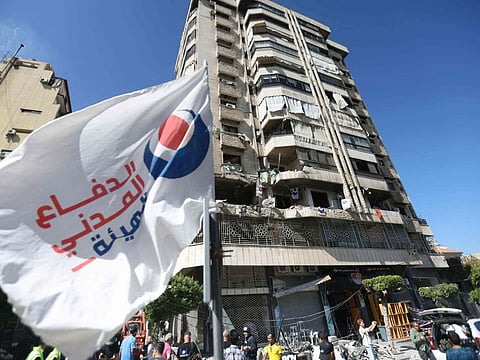 An apartement building that was hit in an Israeli airstrike on October 3, 2024 in central Beirut.