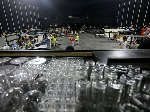 Internally displaced families take shelter at the Sky Bar nightclub in Beirut on October 2, 2024.