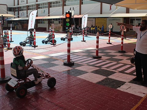 Tristar staff train students about traffic safety rules The Indian High School in Al Garhoud