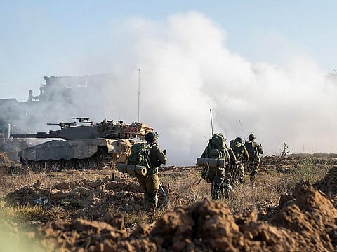This handout picture released by the Israeli army on October 3, 2024, shows Israeli troops operating on the ground in the Gaza Strip amid the continuing war between Israel and Hamas.