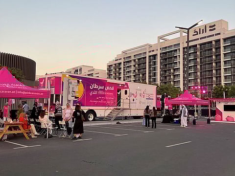 Pink Caravan's event in Aljada Sharjah attracts hundreds of people for free health screening