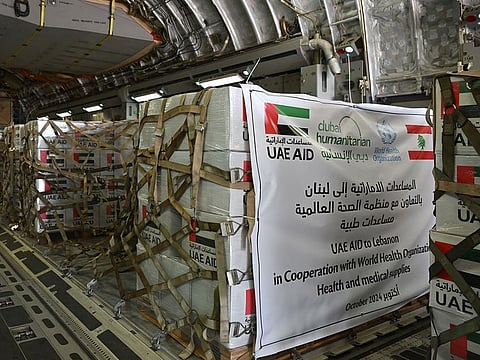 The aid flight departed from Al Maktoum International Airport in Dubai on Friday