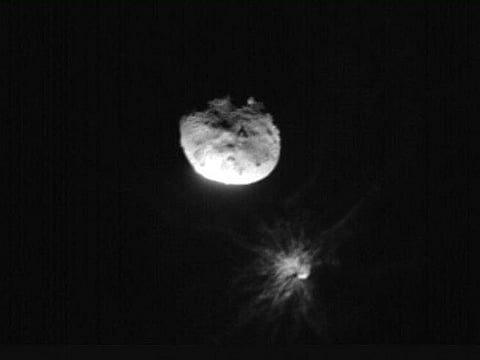 The NASA's Double Asteroid Redirection Test (DART) mission just before its closest approach to the Dimorphos asteroid, on September 26, 2022.