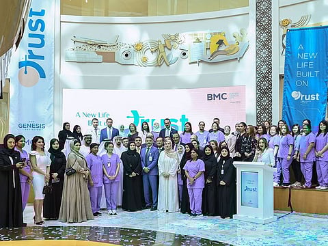 Fatima Mohamed Al Aawadhi, Dr Shamsheer Vayalil, Omran Al Khoori and Dr Walid Sayed during the opening of the Trust Fertility Clinic at Burjeel Medical City