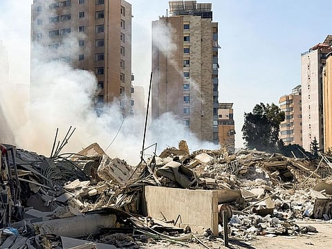 A view of the damage in the aftermath of Israeli strikes on Beirut's southern suburbs.