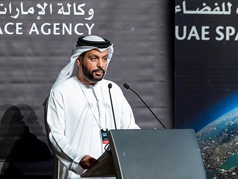 Salem Butti Salem Al Qubaisi, Director-General of the UAE Space Agency, addressing the conference in Abu Dhabi on Tuesday