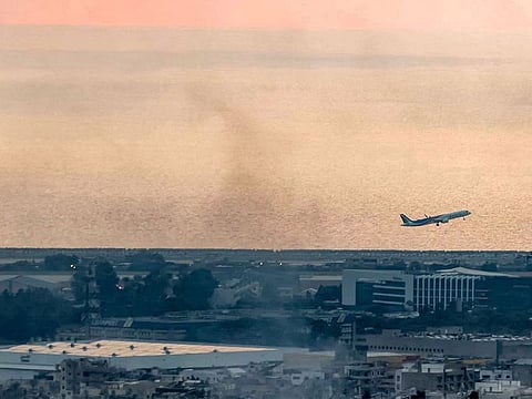 An aircraft of Middle East Airlines (MEA), Lebanon's flag carrier, takes off from Beirut International Airport on October 6, 2024.