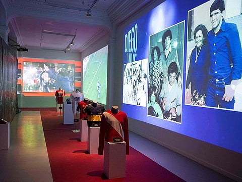 A picture taken on October 8, 2024 in Barcelona, shows a view of the ‘Diego Vive’ theme park, dedicated to former Argentina's player Diego Maradona and offering activities echoing the football legend's life and achievements.