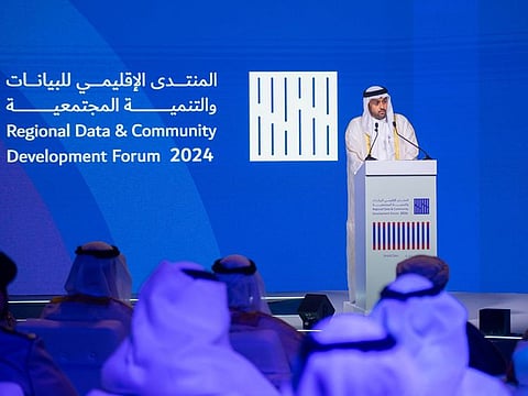 Sheikh Mohammed bin Humaid Al Qasim speaking at the ‘Regional Data & Community Development Forum' in Sharjah on Wednesday