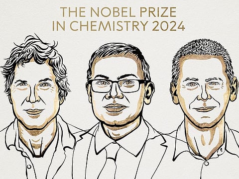 From left: David Baker, Demis hassebis and John M. Jumper.