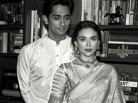 Aditi Rao Hydari married actor Siddharth in a handwoven Maheshwari tissue half sari
