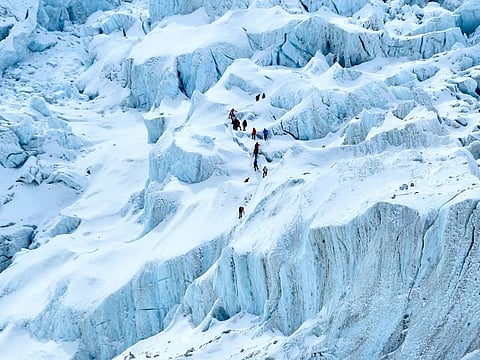 File photo: Climbers negotiating the Khumbu glacier in the Mount Everest region of Solukhumbu district, some 140kms northeast of Nepal's capital Kathmandu.