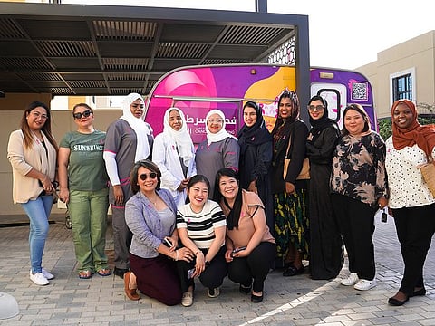Participants during the free breast cancer screening event organised by the Sharjah Sustainable City in collaboration with Pink Caravan.