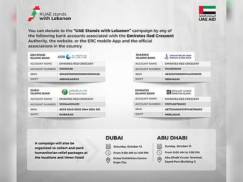 The International Humanitarian and Philanthropic Affairs Council announced the start of collecting donations for ‘The UAE stands with Lebanon" campaign, launched in solidarity with the people of Lebanon suffering from consequences of armed conflict.