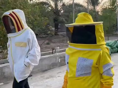 Ibtihal (right) has manufactured cosmetics from honey and its wax.