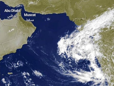 Weather maps indicate the presence of a low-pressure system south of the Arabian Sea.