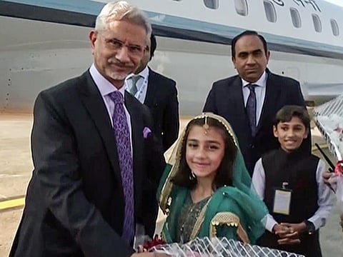 Indian External Affairs Minister S Jaishankar receives a warm welcome as he arrives for the 23rd Meeting of SCO Council of Heads of Government, in Islamabad, on October 15, 2024..