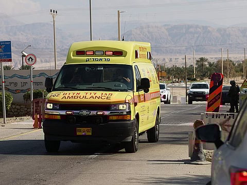 An ambulance in Ein Tamar in southern Israel near Jordan border at the southern tip of the Dead Sea. Illustrative image.